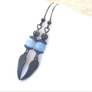 NEW Cute Aquamarine Antique bronze earring